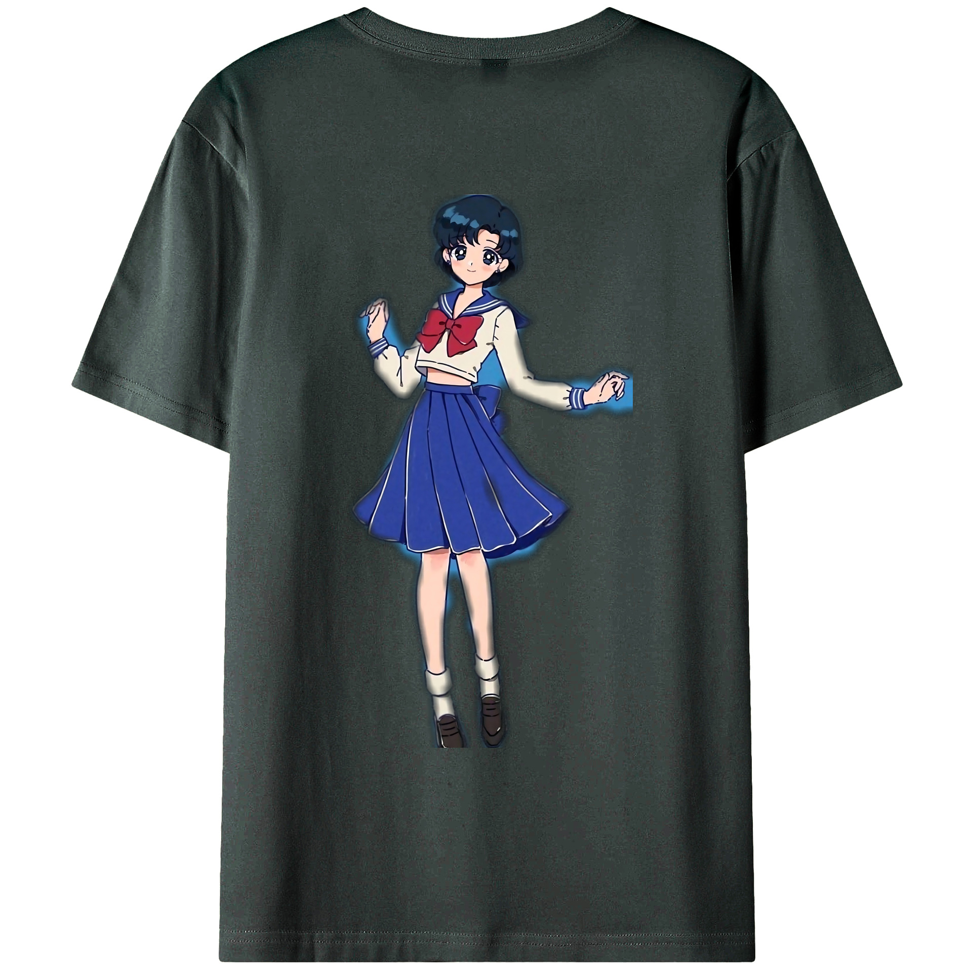 （画像用） 美少女戦士セーラームーン 水野 亜美 みずの あみ Sailor Moon Mizuno Ami 綿100％ メンズ半袖Tシャツ（バックプリント） 通気性